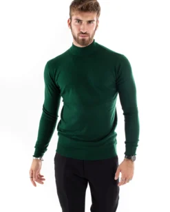 Maglioncino Uomo Maglia Mezzo Collo Sottogiacca Verde Bottiglia M2566A