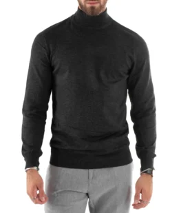 Maglioncino Uomo Maglia Mezzo Collo Sottogiacca Grigio Scuro M2558A