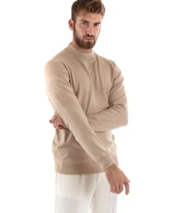 Maglioncino Uomo Maglia Mezzo Collo Sottogiacca Beige M2560A