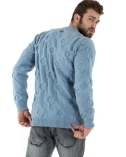 Maglione Uomo Girocollo Maglia Maglioncino Intrecciato Cerchi Polvere GIOSAL-M2798A