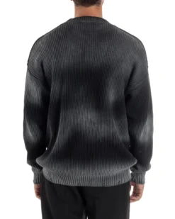 Maglione Uomo Girocollo Rotture Oversize Sfumato Nero M3046A