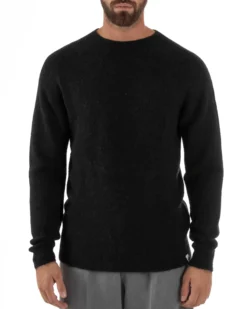 Maglione Uomo Lana Girocollo Regular Fit Basic Nero BERNA M252037