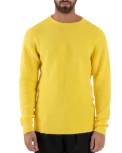 Maglione Uomo Lana Girocollo Regular Fit Basic Giallo BERNA M252037