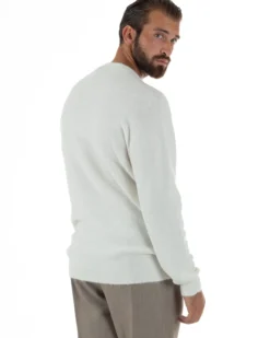 Maglione Uomo Lana Girocollo Regular Fit Basic Bianco BERNA M252037