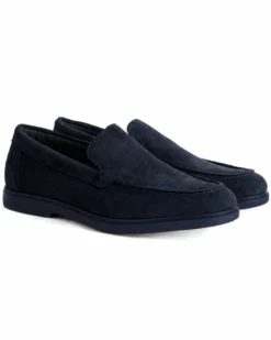 Mocassini college uomo scarpe camoscio eleganti cerimonia suola di gomma blu scuro GIOSAL-S1320A