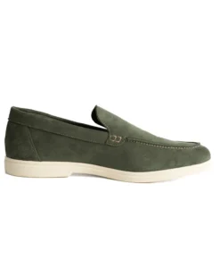 Mocassini college uomo scarpe camoscio eleganti cerimonia suola di gomma verde GIOSAL-S1318A