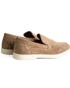 Mocassini college uomo scarpe camoscio eleganti cerimonia suola di gomma beige GIOSAL-S1312A