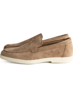 Mocassini college uomo scarpe camoscio eleganti cerimonia suola di gomma beige GIOSAL-S1312A