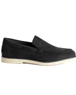 Mocassini college uomo scarpe camoscio eleganti cerimonia suola di gomma nero GIOSAL-S1311A