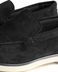 Mocassini college uomo scarpe camoscio eleganti cerimonia suola di gomma nero GIOSAL-S1311A