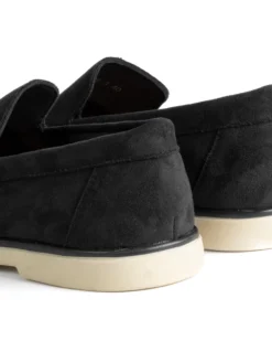 Mocassini college uomo scarpe camoscio eleganti cerimonia suola di gomma nero GIOSAL-S1311A
