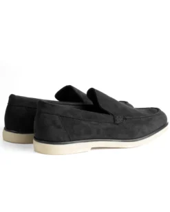 Mocassini college uomo scarpe camoscio eleganti cerimonia suola di gomma nero GIOSAL-S1311A