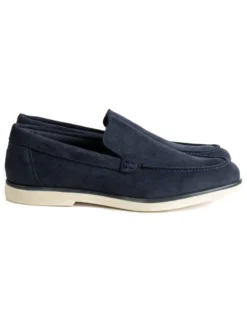 Mocassini college uomo scarpe camoscio eleganti cerimonia suola di gomma blu GIOSAL-S1313A