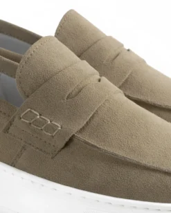 Mocassini college uomo scarpe camoscio suola gomma beige GIOSAL-S1309A