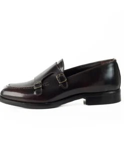 Mocassini Doppia Fibbia Uomo Scarpe Ecopelle Abrasivate Lucide Eleganti Cerimonia Suola Di Cuoio Casual Marrone GIOSAL-S1264A