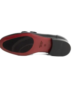 Mocassini uomo con fibbia frangia borchie argento scarpe copelle eleganti pelle vitello cerimonia suola di cuoio con ovalino antiscivolo casual nero GIOSAL-S1321A