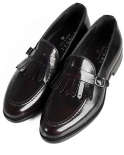 Mocassini Uomo Con Fibbia Frangia Scarpe Eleganti Ecopelle Abrasivate Cerimonia Suola Di Cuoio Casual Bordeaux GIOSAL-S1296A