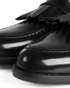 Mocassini Uomo Con Fibbia Frangia Scarpe Eleganti Ecopelle Abrasivate Cerimonia Suola Di Cuoio Casual Nero GIOSAL-S1295A
