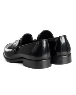 Mocassini Uomo Con Fibbia Frangia Scarpe Eleganti Ecopelle Abrasivate Cerimonia Suola Di Cuoio Casual Nero GIOSAL-S1295A