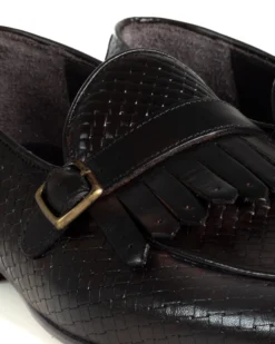 Mocassini Uomo Con Fibbia Frangia Scarpe Ecopelle Eleganti Pelle Vitello Intrecciata Cerimonia Suola Di Cuoio Con Ovalino Antiscivolo Casual Marrone GIOSAL-S1289A