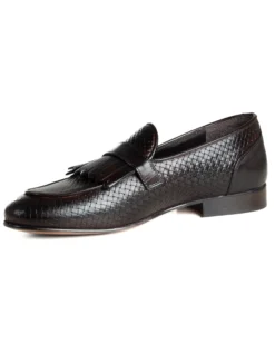 Mocassini Uomo Con Fibbia Frangia Scarpe Ecopelle Eleganti Pelle Vitello Intrecciata Cerimonia Suola Di Cuoio Con Ovalino Antiscivolo Casual Marrone GIOSAL-S1289A