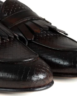 Mocassini Uomo Con Fibbia Frangia Scarpe Ecopelle Eleganti Pelle Vitello Intrecciata Cerimonia Suola Di Cuoio Con Ovalino Antiscivolo Casual Marrone GIOSAL-S1289A