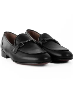 Mocassini Uomo Con Fibbie Morsetto Scarpe Ecopelle Eleganti Pelle Vitello Cerimonia Suola Di Cuoio Con Ovalino Antiscivolo Casual Nero GIOSAL-S1269A
