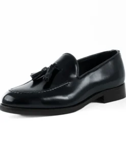 Mocassini Uomo Con Nappine Scarpe Ecopelle Abrasivate Lucide Eleganti Cerimonia Suola Di Cuoio Casual Blu GIOSAL-S1266A