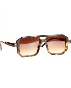 Occhiali da sole uomo unisex squadrato tartaruga doppio ponte lenti fumè marrone GIOSAL-OC1102A