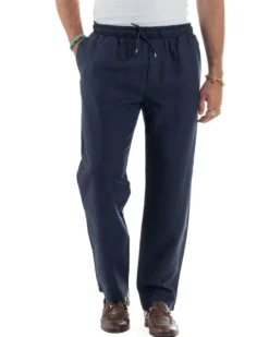 Pantalaccio Lino Regular Fit Tasca Posteriore Basic Blu P6300A