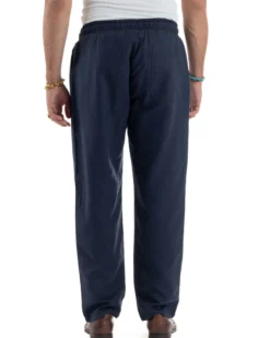 Pantalaccio Lino Regular Fit Tasca Posteriore Basic Blu P6300A