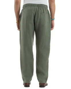 Pantalaccio Lino Regular Fit Tasca Posteriore Basic Verde P6299A