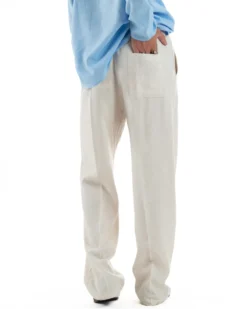 Pantalaccio lino uomo baggy fit morbido comodo beige P6305A