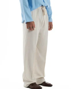 Pantalaccio lino uomo baggy fit morbido comodo beige P6305A