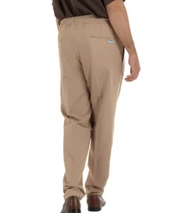 Pantalaccio uomo lino viscosa pantaloni coulisse relaxed fit camel BERNA M-261226