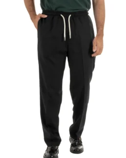 Pantalaccio uomo lino viscosa pantaloni coulisse relaxed fit nero BERNA M-261226