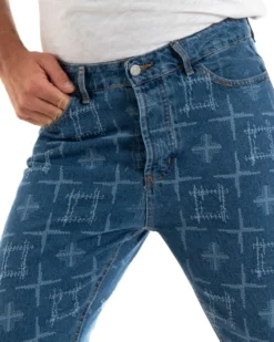 Pantaloni Jeans Uomo Straight Fit Denim Con Rotture Cinque Tasche GIOSAL-P5923A