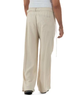 Pantaloni lino uomo baggy fit tasconi cintura beige GIOSAL-P6517A