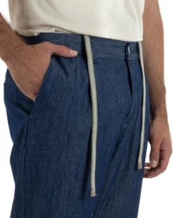 Pantaloni pantalaccio uomo chino tasche america sartoriale coulisse denim melangiato GIOSAL-P6507A