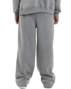 Pantaloni Tuta Baggy Fondo Largo Felpato Logo Grigio Berna M-252196
