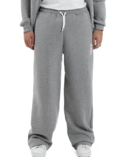 Pantaloni Tuta Baggy Fondo Largo Felpato Logo Grigio Berna M-252196