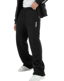 Pantaloni Tuta Baggy Fondo Largo Felpato Logo Nero Berna M-252196