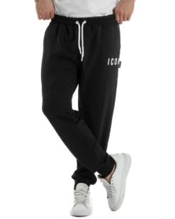 Pantaloni Tuta Pantalaccio Basic Logo Tinta Unita Nero ICON ICUF2W6P003