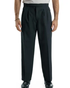 Pantaloni Uomo Baggy Con Pinces Viscosa Vita Alta Gurkha Pants Classico Blu P6432A