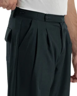 Pantaloni Uomo Baggy Con Pinces Viscosa Vita Alta Gurkha Pants Classico Blu P6432A