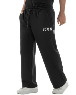 Pantaloni uomo baggy pantalaccio tuta cotone basic logo nero ICON IUP001