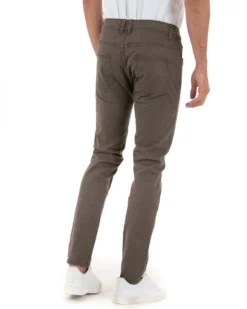 Pantaloni Uomo Cinque Tasche Basic Tinta Unita Fango Microfantasia Rigato GIOSAL-P3740A