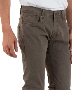 Pantaloni Uomo Cinque Tasche Basic Tinta Unita Fango Microfantasia Rigato GIOSAL-P3740A