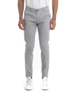 Pantaloni Uomo Cotone Con Tasca America Chinos Sartoriale Slim Fit Casual Grigio Chiaro GIOSAL-P5703A