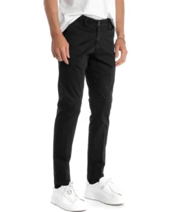 Pantaloni Uomo Cotone Tasca America Chinos Sartoriale Slim Fit Casual Nero GIOSAL-P5702A
